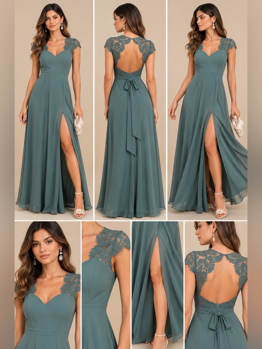 Lulus Momentous Moments Sage Green Lace Backless Maxi Dress L